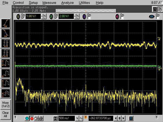 Figure 11. FFT of the baseband signal. Most of the energy is located in the leftmost division of the FFT.